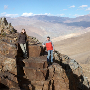 Darek and Paulina hiking in the observatory at daylight, La Silla, Chile