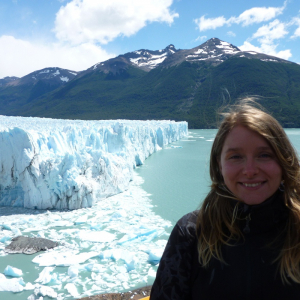 Paulina and the glaciar Perito Moreno, Argentina
