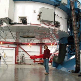 Zibi under Magellan Telescope, Las Campanas Observatory, Chile, 2007