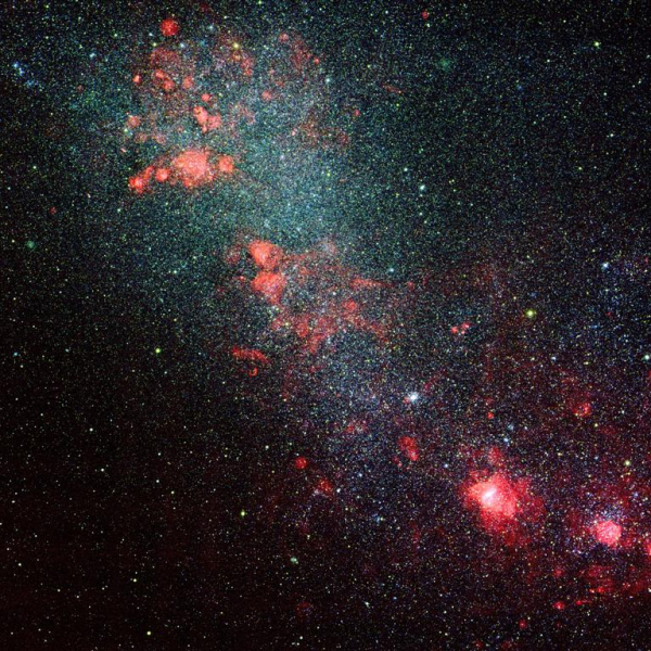 Small Magellanic Cloud (NGC 292), false color RGB image (H-α, R, B), created with Vysos 6 telescope. Credit: Universitätssternwarte Bochum