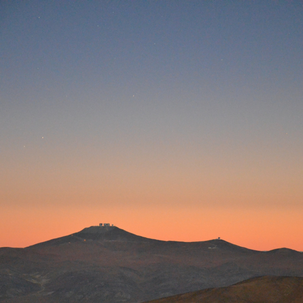 VLT at sunset, viewed from OCA (currently OCM). Credit: M. Górski