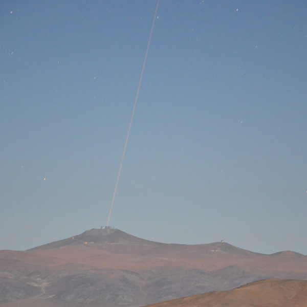 VLT's laser guide star viewed from OCA (currently OCM). Credit: M. Górski
