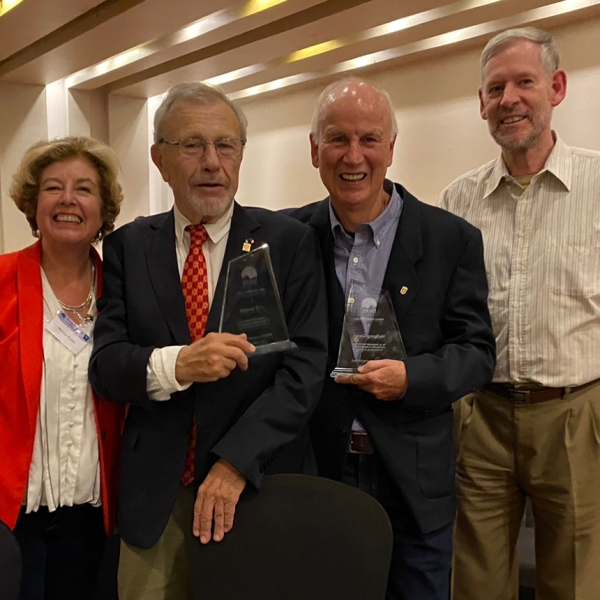 Miguel Roth and Wolfgang Gieren after receiving the Barba Prize, SOCIAS Meeting, Chile, 2023