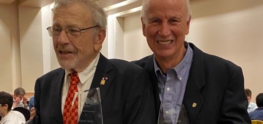 Miguel Roth and Wolfgang Gieren after receiving the Barba Prize, SOCIAS Meeting, Chile, 2023