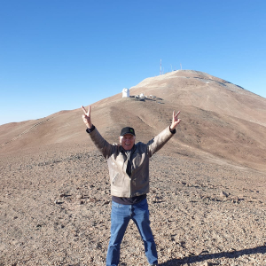Wolfgang on a hike close to the Observatory Cerro Armazones (OCA, currently Observatory Cerro Murphy, OCM). The ELT in the background. March 2023