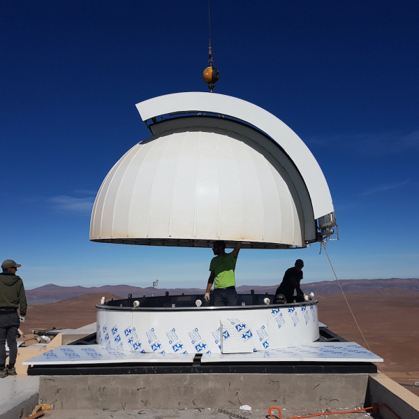 A dome of the 0.6m telescope, being moved to its place, OCA (currently OCM), 2023