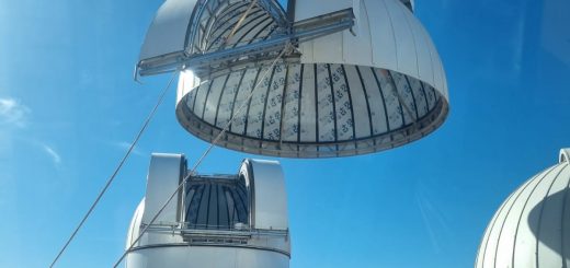 A dome of the 0.8m telescope, being moved to its place, OCA (currently OCM), 2022