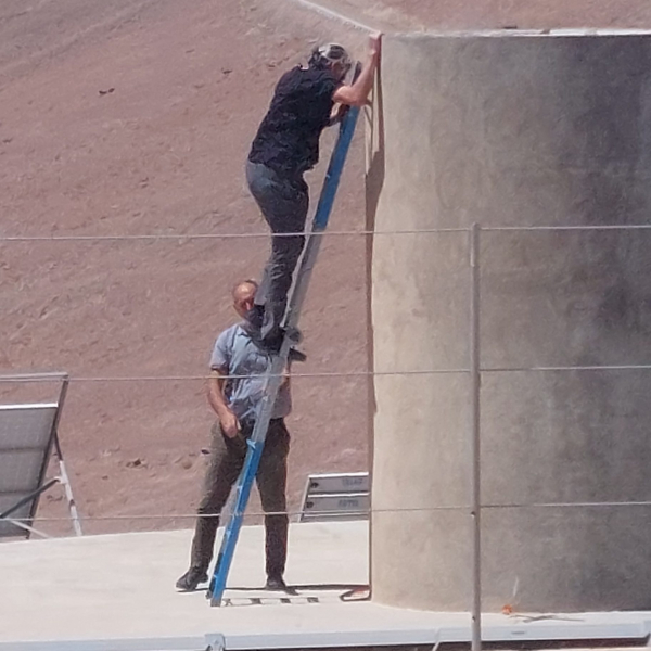 Check of a pillar for 1.5-m telescope, during the visit of Xavier Barcons, ESO's director general, at OCM, November 20, 2023