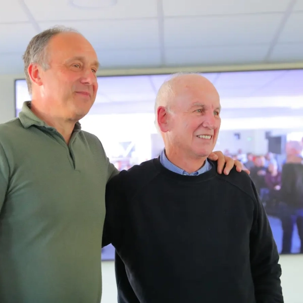 Grzegorz and Wolfgang at the Inauguration of the OCM. Paranal Residency, April 23, 2024