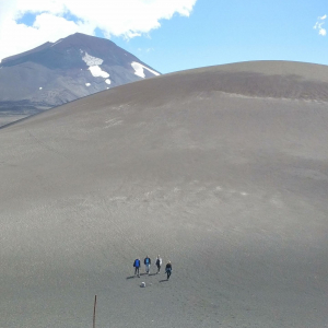 Walking down from the top of Lonquimay Volcano, Conguillío National Park, Chile, 2019